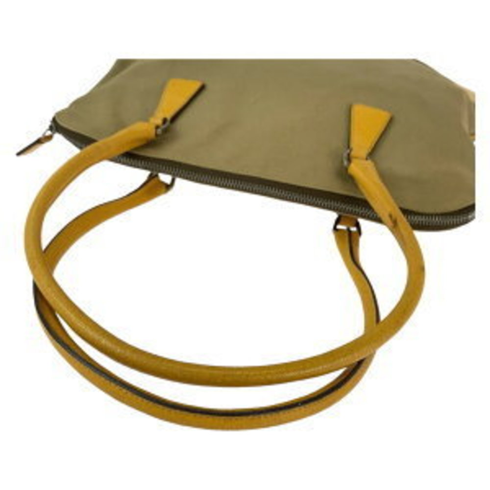 Prada Triangular Beige Yellow Tote Bag Leather Sh… - image 8